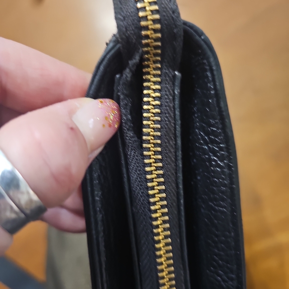 Lodis Black Textured Leather Bag with Gold Zipper - Picture 3 of 5